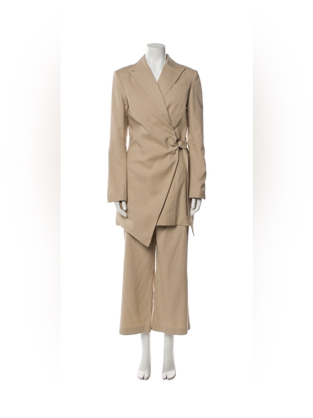 Anna Quan
Pantsuit - Beige Tailored Wrap Blazer & Wide-Leg Pants Set